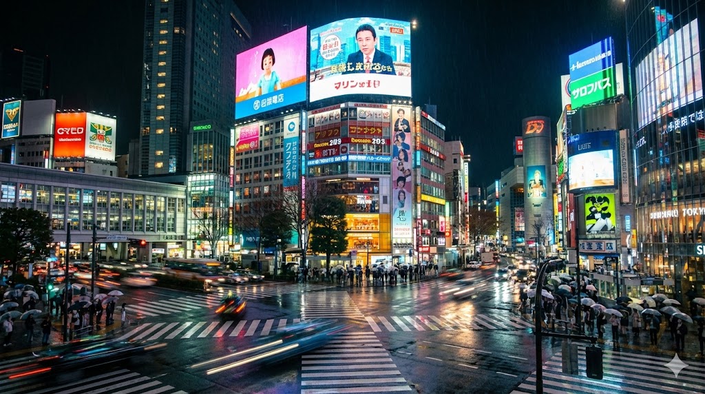 夜間のLEDビジョン演出イメージ