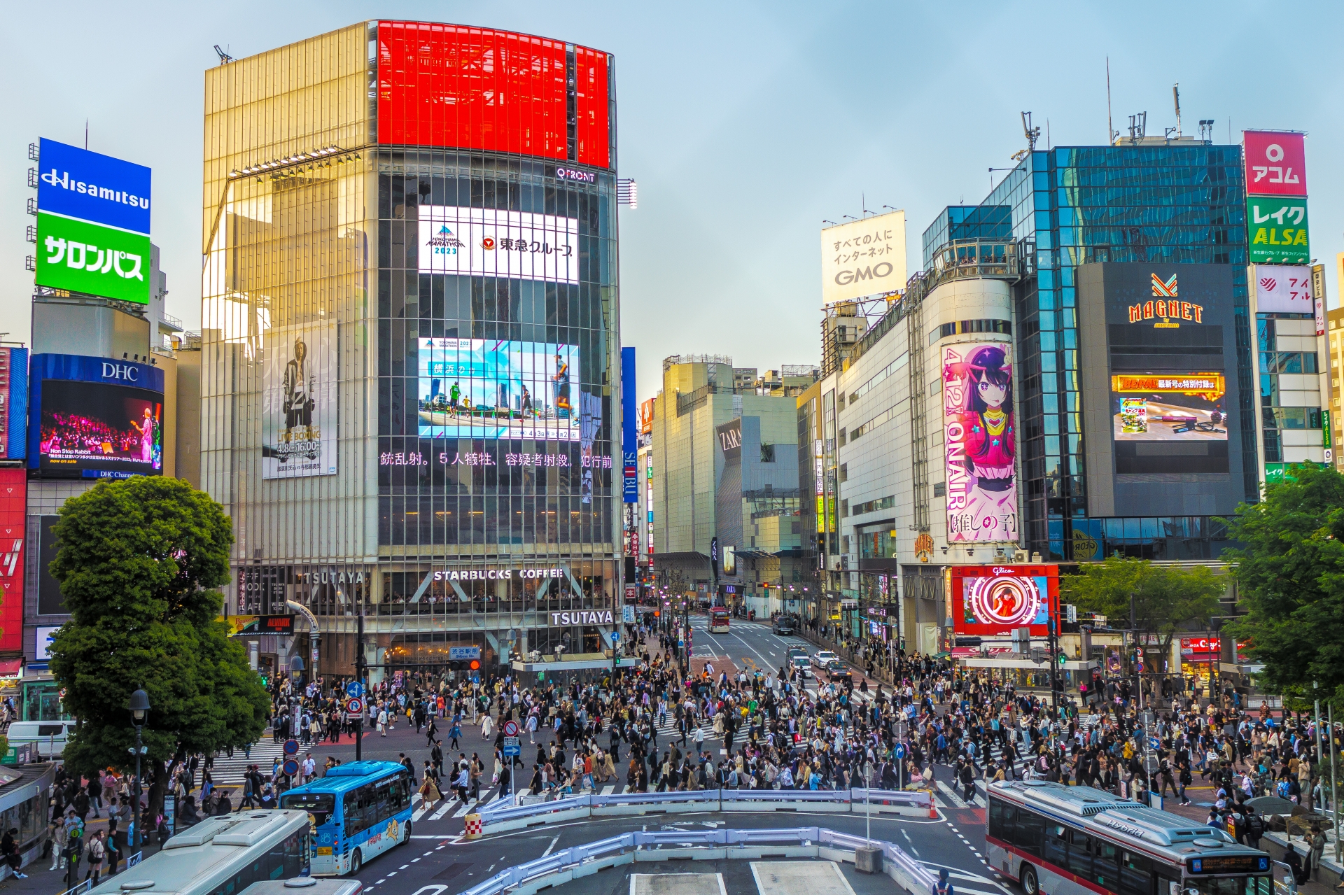 渋谷・新宿を中心とした関東エリアの大型LEDビジョンのイメージ