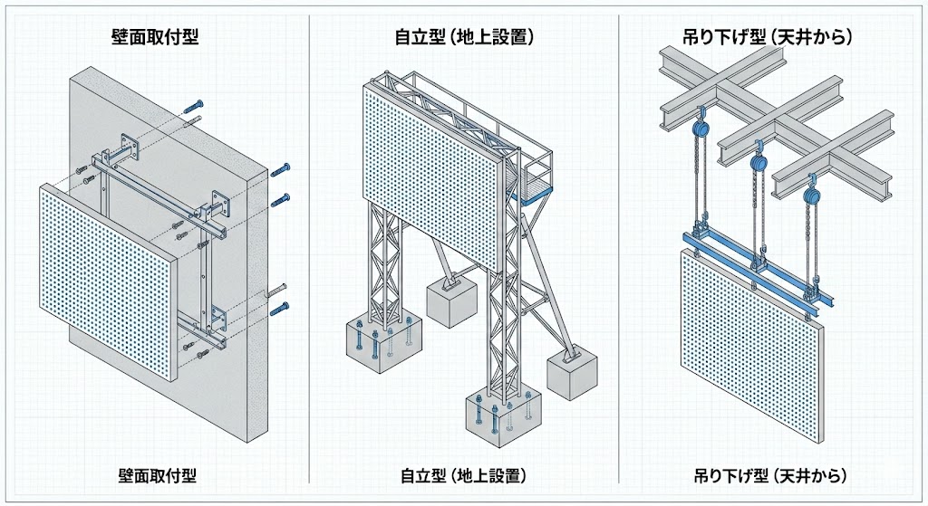様々な方法で設置されたLEDビジョンのコラージュ